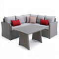 Garten-Ecklounge aus PE-Rattan mit Tisch, 200 x 200 cm, Grau/Hellgrau