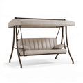 3-Sitzer Hollywoodschaukel mit Sonnendach, 220 x 125 x 180 cm, Beige/Braun