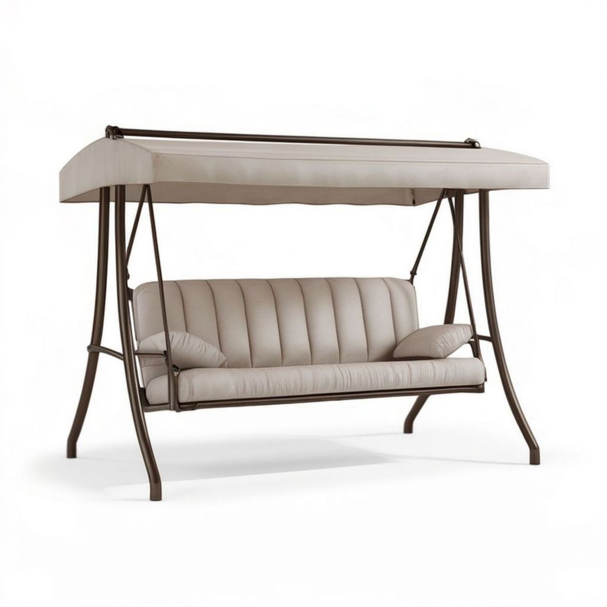 3-Sitzer Hollywoodschaukel mit Sonnendach, 220 x 125 x 180 cm, Beige/Braun