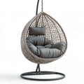 Hängesessel mit Gestell aus PE-Rattan und Stahl, Grau/Anthrazit, 95 x 95 x 195 cm