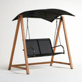2-Sitzer Hollywoodschaukel mit Sonnendach, 170 x 110 x 153 cm, Schwarz/Naturbraun