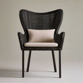 PE-Rattan-Sessel mit hoher Rückenlehne, Schwarz/Beige, 68 x 70 x 110 cm