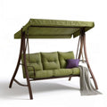 3-Sitzer Hollywoodschaukel mit Sonnendach, 200 x 120 x 170 cm, Grün/Braun, Stahl und Polyester