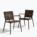 2er-Set Gartenstühle mit Armlehnen, PE-Rattan und Stahl, Dunkelbraun, 56 x 60 x 84 cm