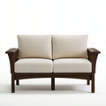 2-Sitzer aus massivem Akazienholz, Dunkelbraun/Beige, 130 x 75 x 80 cm