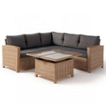 Gartenlounge-Ecksofa mit Tisch, 210 x 210 cm, Naturbraun/Dunkelgrau