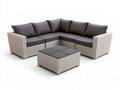 6-teiliges Garten-Loungeset in Beige/Anthrazit, Eckmass 230 × 230 cm mit Glastisch