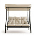 3-Sitzer Hollywoodschaukel 200 x 120 x 170 cm Beige/Schwarz mit Sonnendach